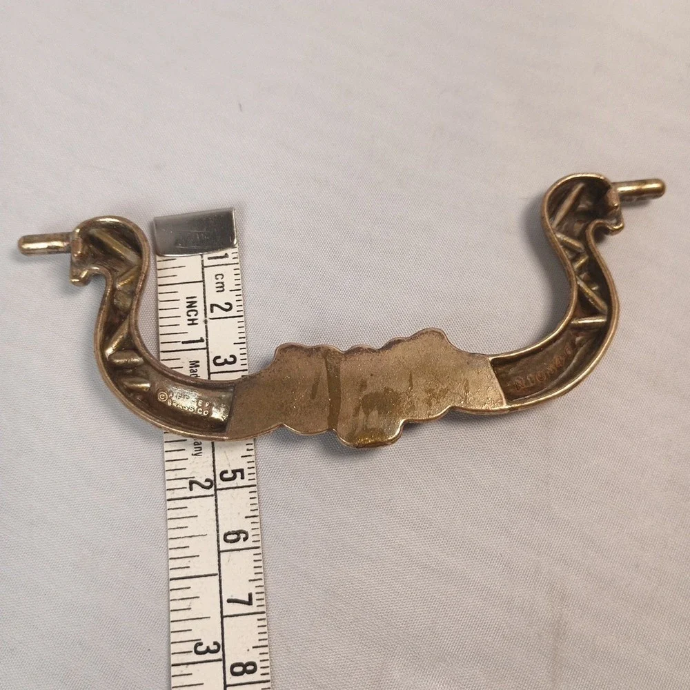 Vintage Lot of 9 Swan Neck Keeler Brass Handle Drawer Bail Pull N10846 MCM 4